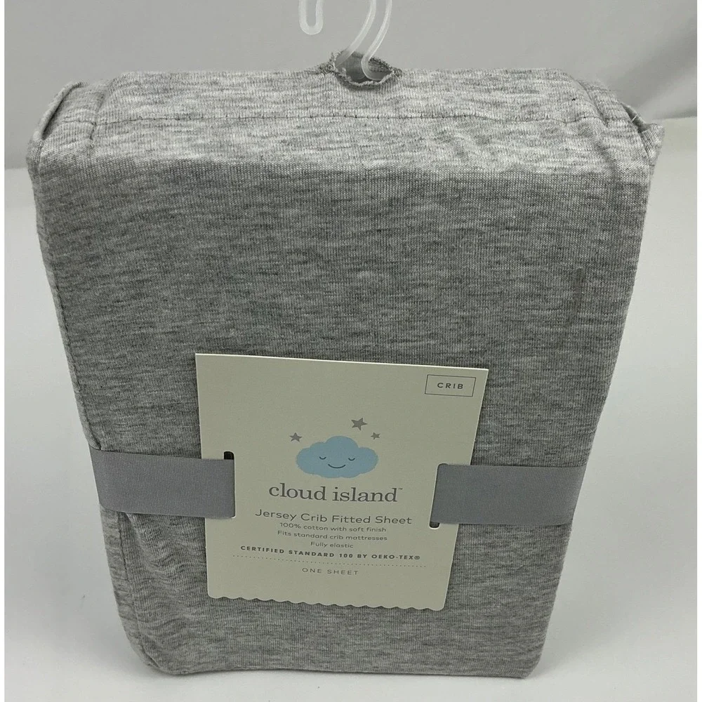 Cloud Island Gray Jersey Crib Fitted Sheet 100% Cotton OEKO-TEX 28x52 New